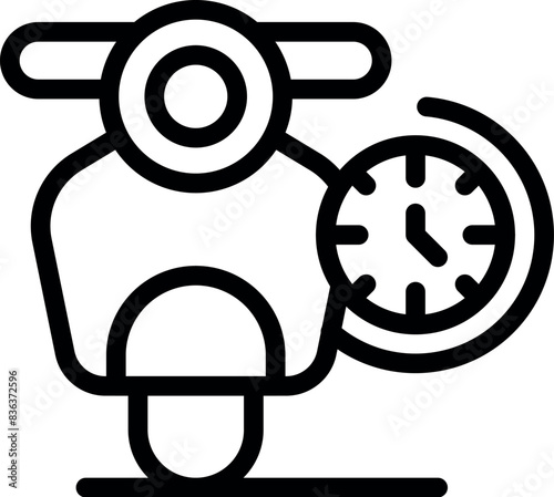 Sleek and stylish scooter line art icon in vector format. Perfect for transportation. With a minimalist black and white design. Ideal for urban travel and city commute