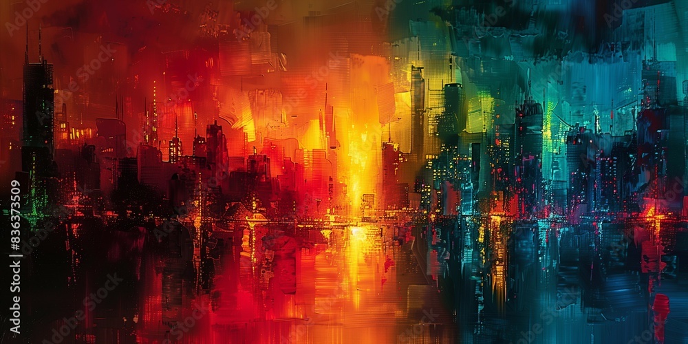 Fototapeta premium City Lights Symphony, generative ai