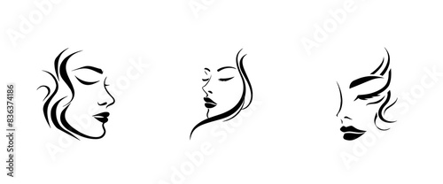 beauty girl logo , simple line, vector , logo for cosmetic brand