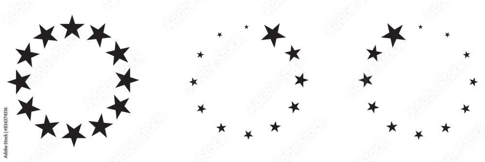 Obraz premium star in circle isolated on white background vector illustration. stars in round circular emblem