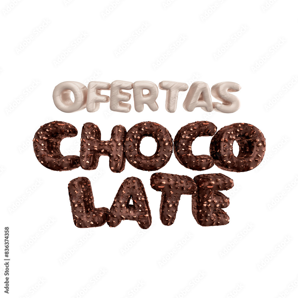 chocolate offers logo 3d label isolated on a white background chocolate offers logo 3d label isolated on a white background