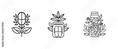 modern nutritional supplements logo , minimalistic , white background , vector