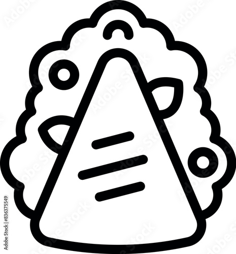 Simple and minimalistic triangle empanada line icon in black and white for argentine cuisine, spanish dishes, and latin american comfort food menu illustration