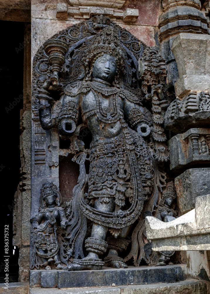 Stone Carving of Hoysaleshwara Temple in Halebidu. Karnataka. India. Stone Carving of Hoysaleshwara Temple in Halebidu. Karnataka. India.