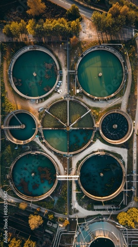 Aerial View of a drinking water treatment plant. distribution of drinking water
