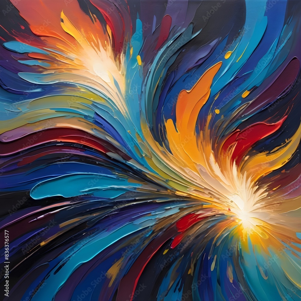 Obraz premium Abstract Art Background Ai Image - Rainbow Color Ai Painting 