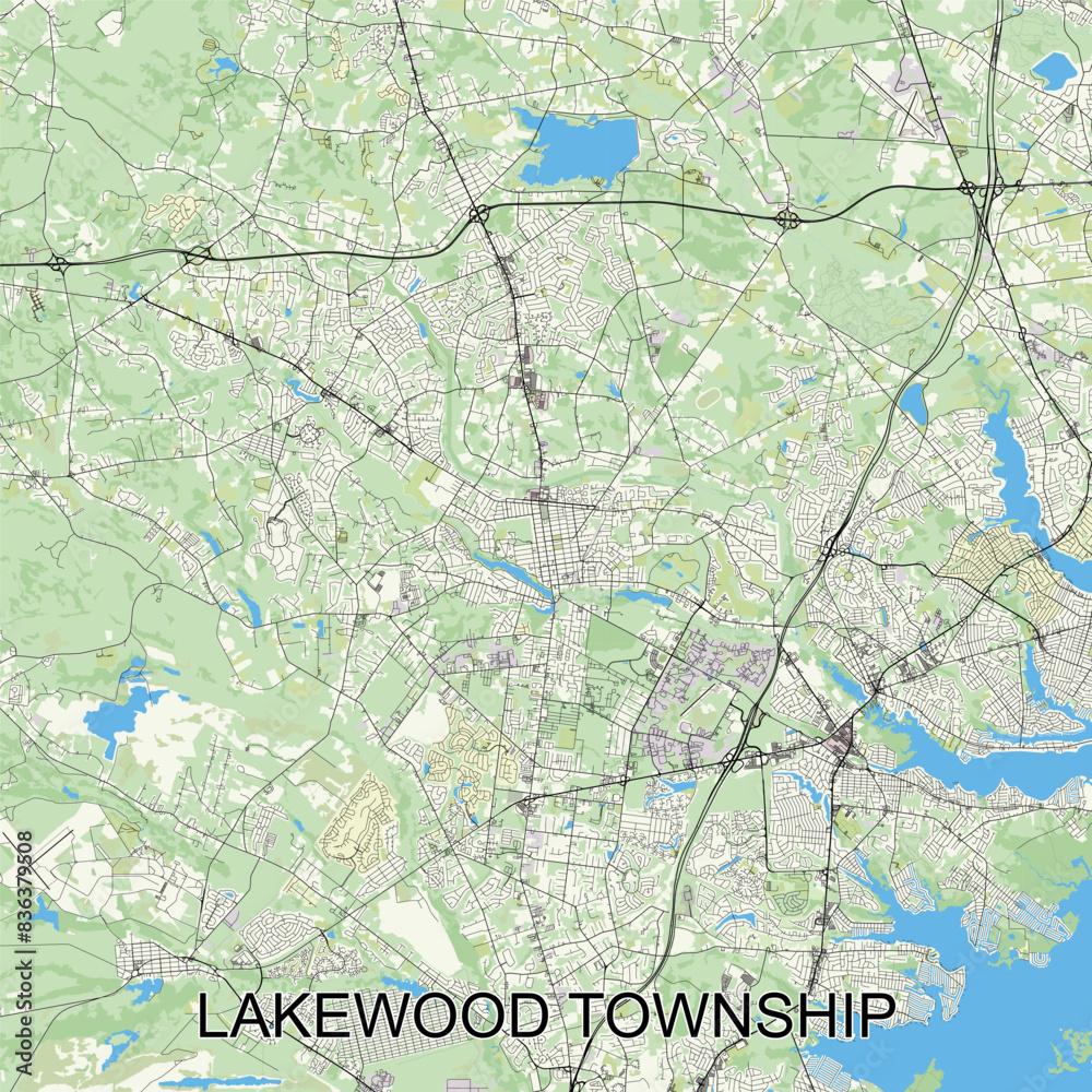 Fototapeta premium Lakewood Township, New Jersey, United States map poster art