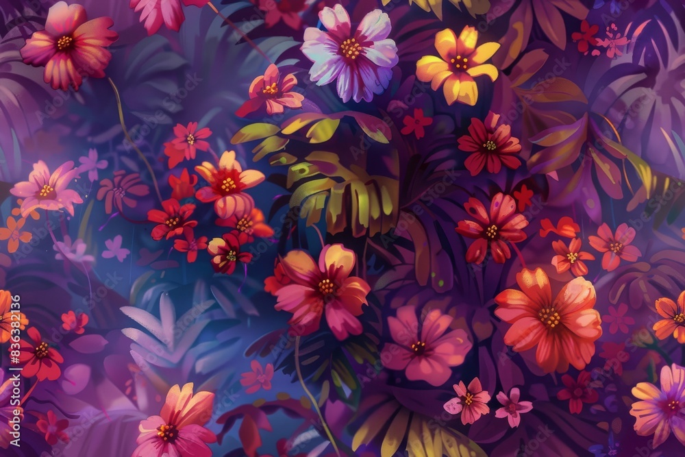 A lively seamless petal centric pattern for captivating visual elements A lively seamless petal centric pattern for captivating visual elements