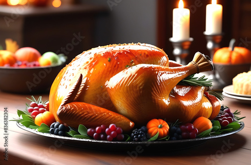 Thanksgiving turkey dinner. Festive dinner
