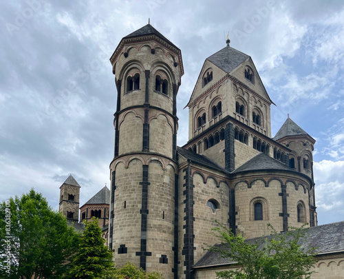 Maria Laach Abbey is a Benedictine abbey situated in Glees, on the southwestern shore of the Laacher See (Lake Laach), in the Eifel region of the Rhineland-Palatinate in Germany photo