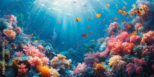 Sunlit Coral Reef Exploration, generative ai © Matus