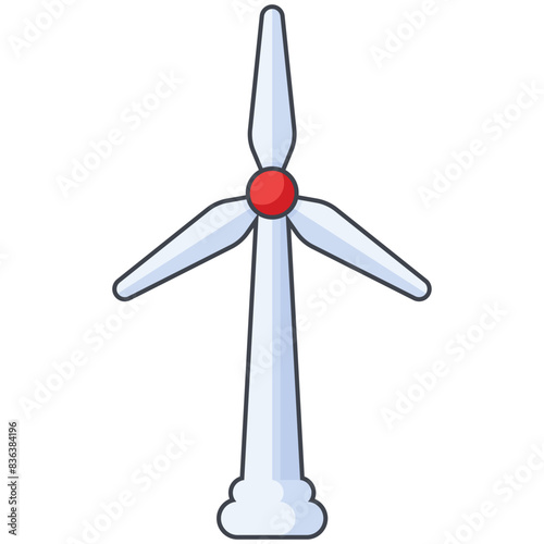 Flat Wind Turbine Icon (ID: 836384196)