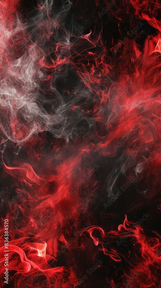 Fototapeta premium Abstract red and white smoke on black background