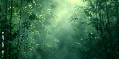 Ethereal Morning Fog in Bamboo Thicket  generative ai
