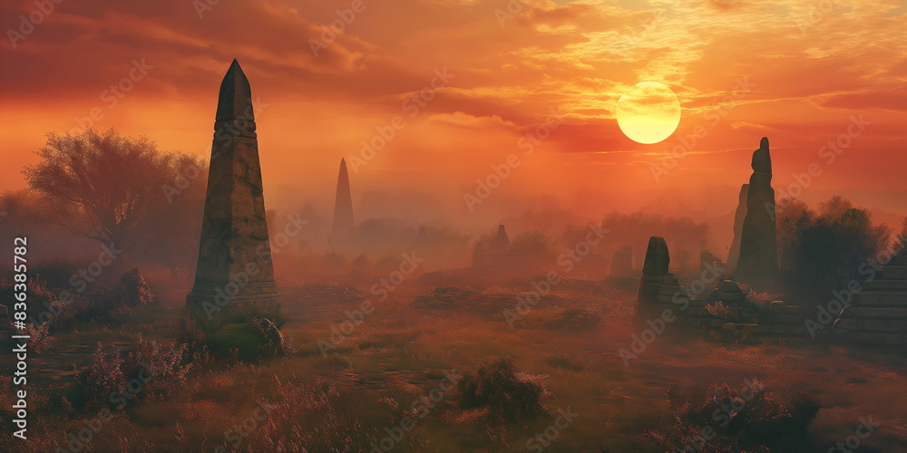Obraz premium In a mystical atmosphere Among the misty sunrises _015