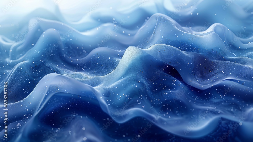 The blue fabric gracefully undulates like ethereal waves, creating a peaceful visual effect. Its delicate texture embodies tranquil beauty in a dynamic design, showcasing a serene and fluid motion The blue fabric gracefully undulates like ethereal waves, creating a peaceful visual effect. Its delicate texture embodies tranquil beauty in a dynamic design, showcasing a serene and fluid motion