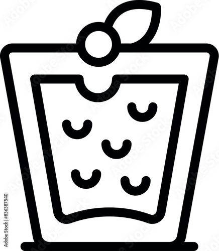 Refreshing lemonade icon outline with ice cubes, lemon slice, and minimalist drawing illustration for summer beverage menu and nonalcoholic cocktail vector artwork in simple design style