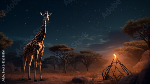 giraffe in the night