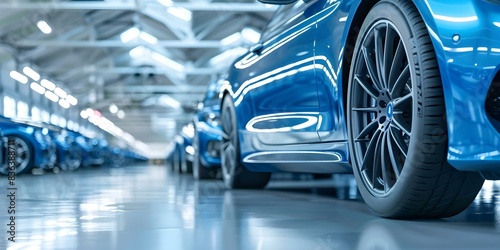 Background of new car tires in stock with selective focus and copy space. Concept Car Tires, Selective Focus, Copy Space, Stock, Background