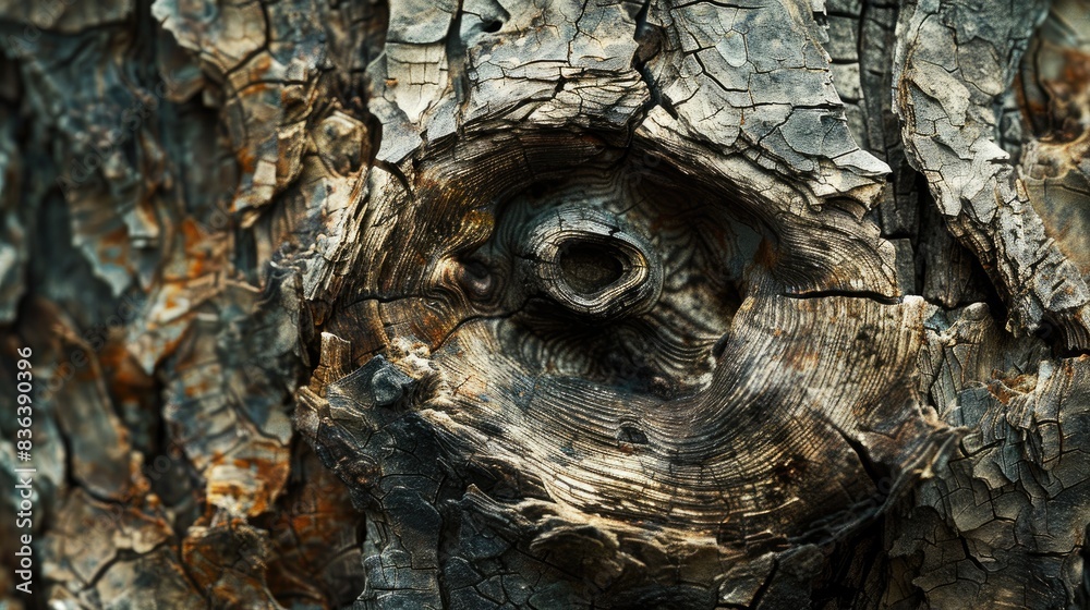 Detailed View of Rough Bark on Ancient Tree Stem Detailed View of Rough Bark on Ancient Tree Stem