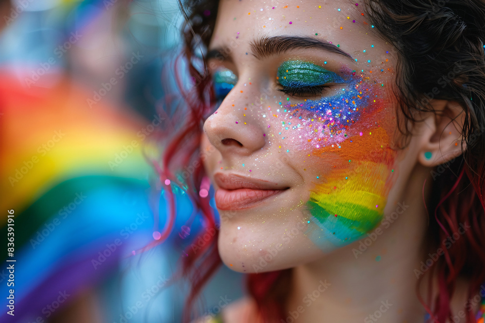 Pride Festival, happy lesbian woman