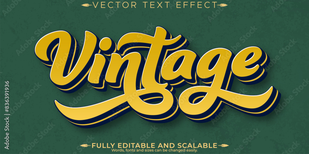 Obraz premium Retro sticker text effect, editable 70s and 80s text style