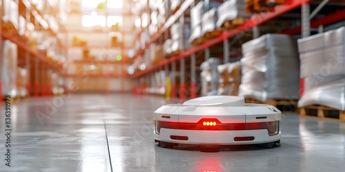 Wallpaper Mural Optimizing Logistics with Warehouse Robots Using Automated Guided Vehicles. Concept Warehouse Automation, Optimized Logistics, AGV Technology, Robotics Efficiency, Supply Chain Management Torontodigital.ca