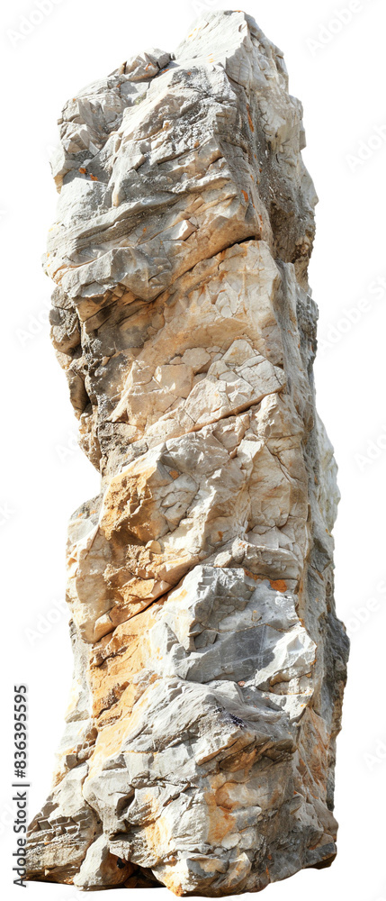 Vertical Long Rocks Vertical stone rock formation isolated on white background. Tall ...