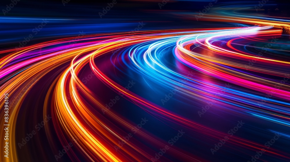Colorful light trails on a dark background Colorful light trails on a dark background