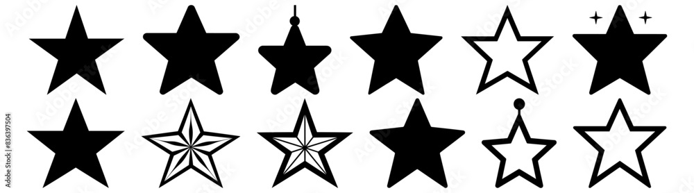 Obraz premium Star christmas tree silhouette set vector design big pack of illustration and icon