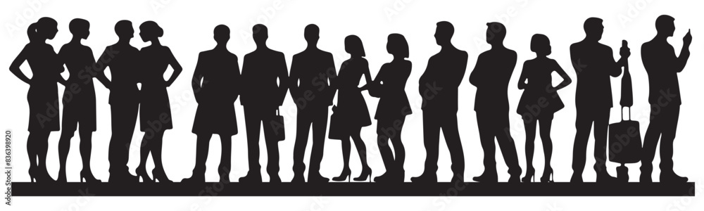 Silhouette of a Group of Male and Female Businesspeople Standing in Various Poses Silhouette of a Group of Male and Female Businesspeople Standing in Various Poses