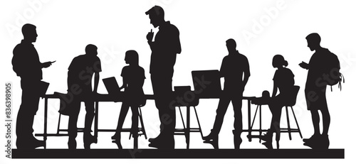 Silhouette of a Group of Digital Nomads Engaged in Work Discussion