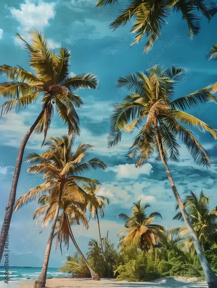 Obraz premium palm trees in summer on a beach in Mexico