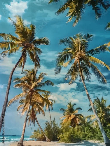 palm trees in summer on a beach in Mexico