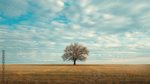 A solitary tree standing in the field