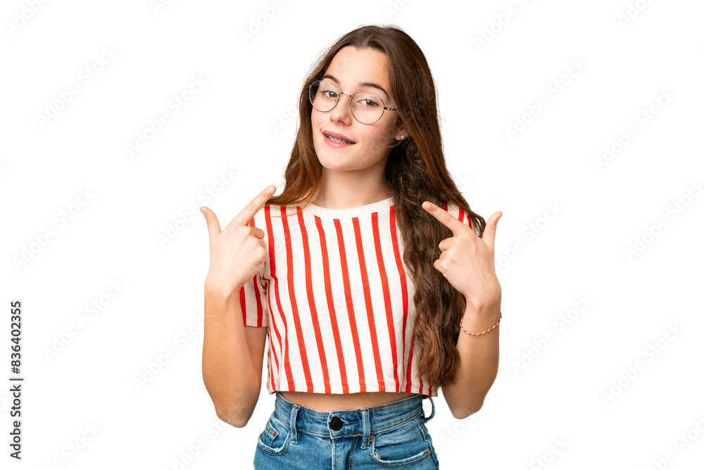 Teenager girl over isolated chroma key background giving a thumbs up gesture Teenager girl over isolated chroma key background giving a thumbs up gesture