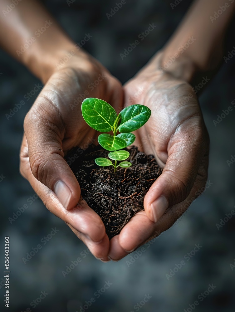 Hands holding a small plant in the shape of a dollar sign, symbolizing financial growth