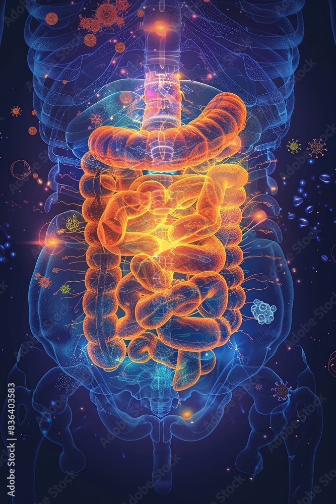 Visualize the absorption process of watersoluble vitamins in the small