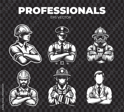 Professionals illustration, EPS Vector (Made by AI and vectorized in Illustrator)