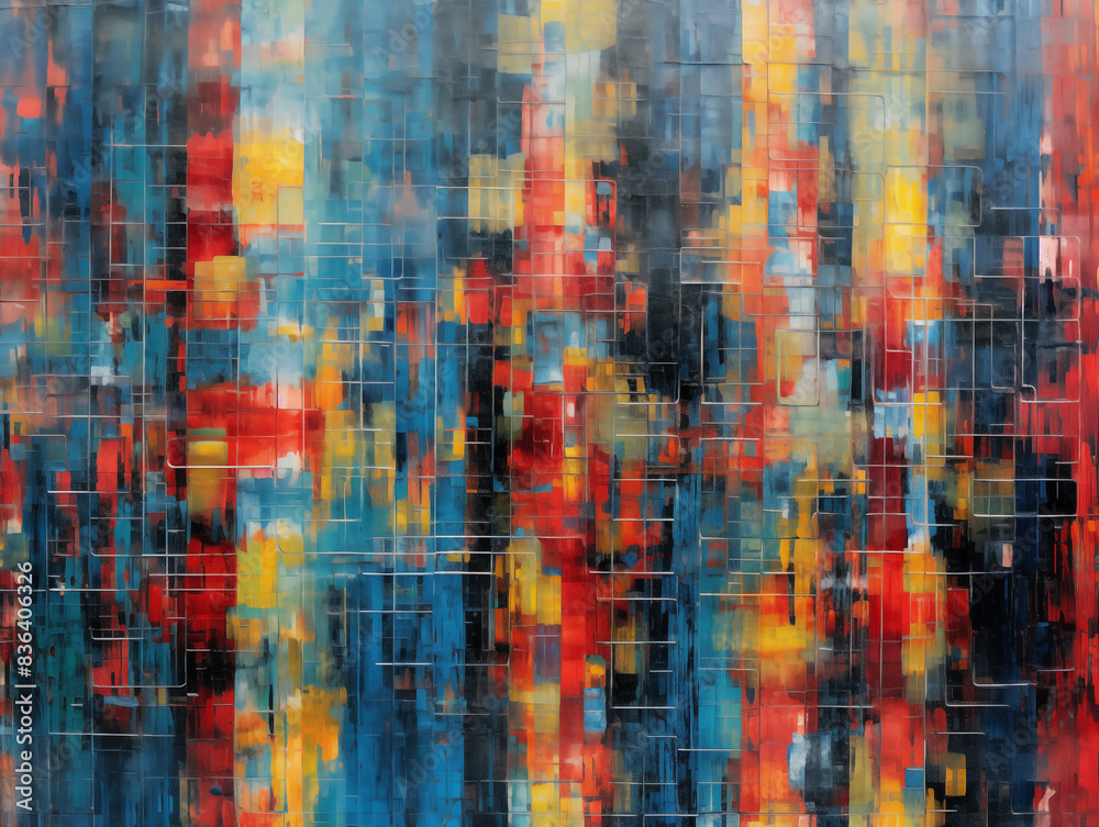 Fototapeta premium Abstract art colorful grid painting background