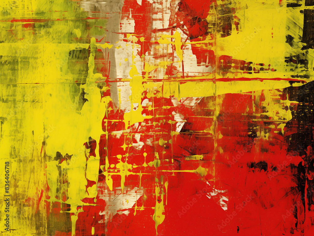 Abstract yellow and red painting