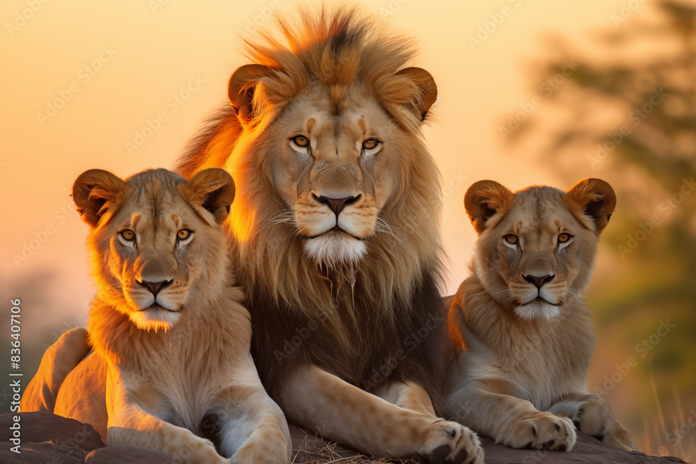 Fototapeta premium Lion at outdoors in wildlife. Animal