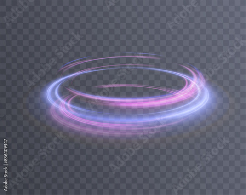 Light-bright vortex. PNG effect on a transparent background. Bright light round teleport podium. Magic gate in a fantasy game. Vector 10 EPS
