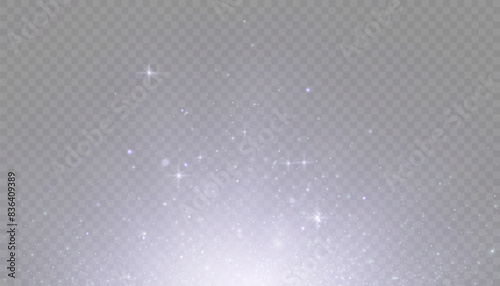 Bokeh light effect with lots of shiny shimmering particles isolated on transparent background. Glitter. Vector star cloud with dust. photo