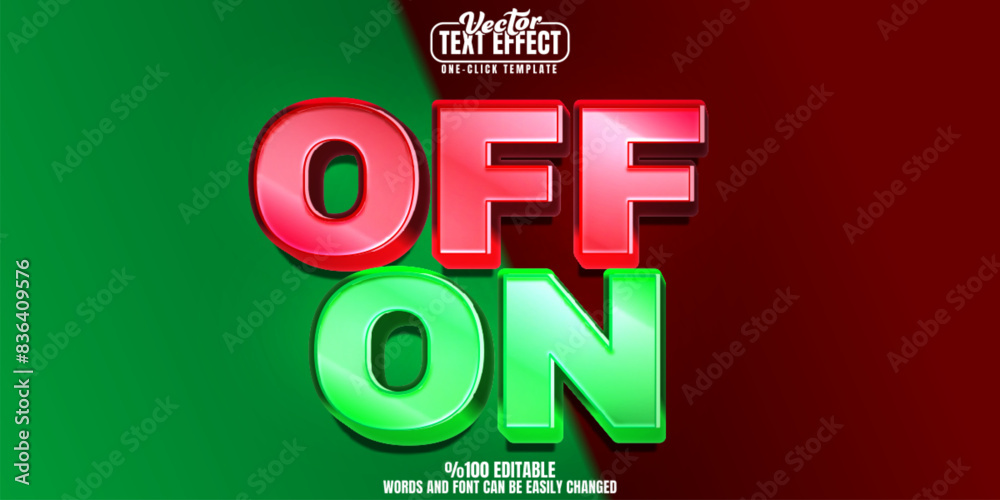 On off editable text effect, customizable green red and traffic light 3D font style
