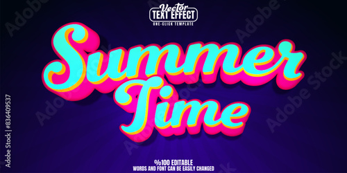 Summer editable text effect, customizable beach and ocean 3d font style