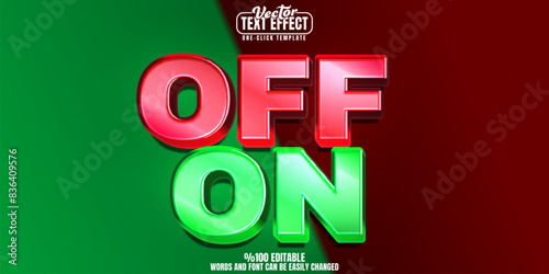 On off editable text effect, customizable green red and traffic light 3D font style