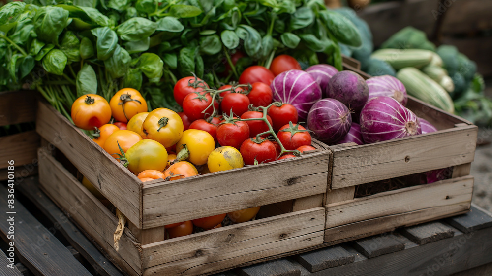 fresh vegetables in wooden box fresh vegetables in wooden box