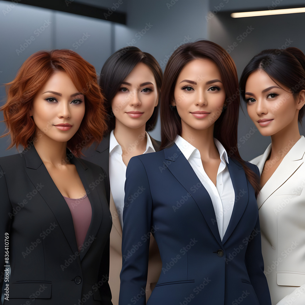 Global Economy: Illustration of Diverse Young Business Women Global Economy: Illustration of Diverse Young Business Women