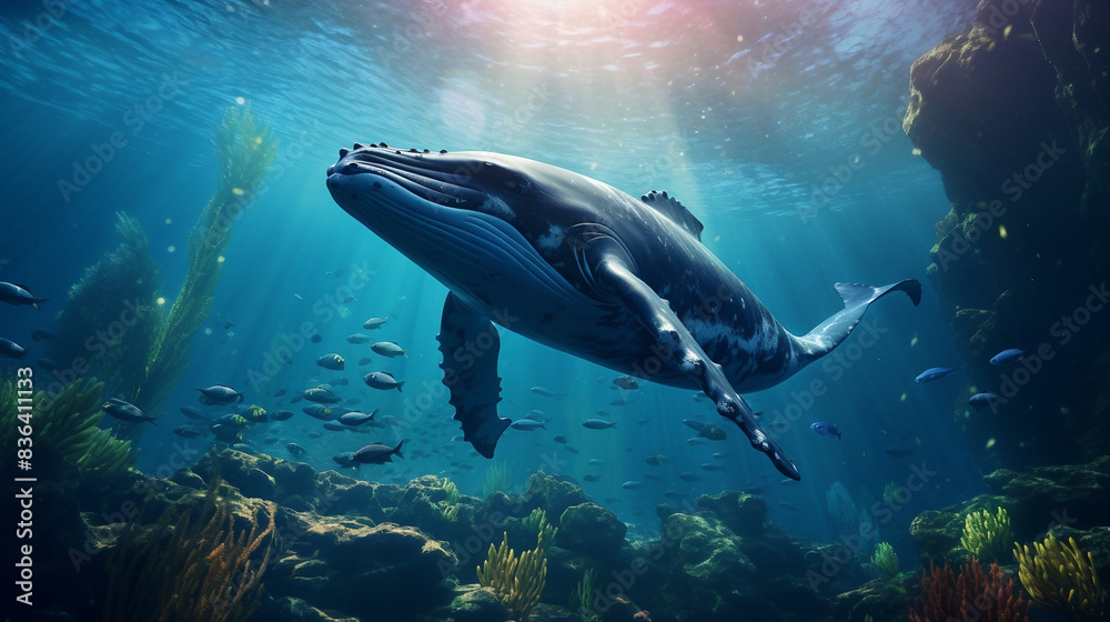 Naklejka premium shark in the sea